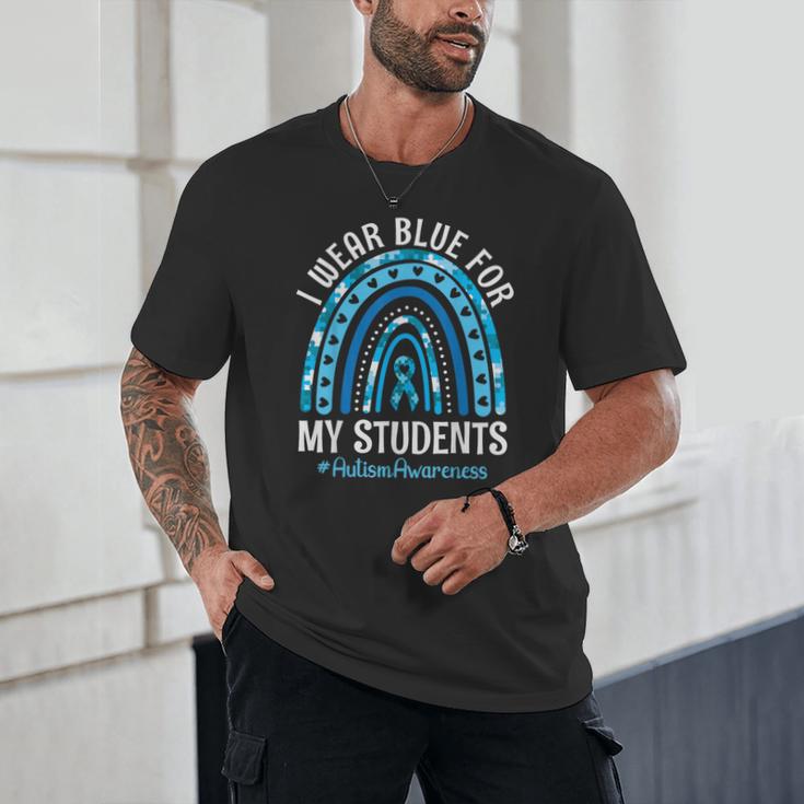 Happy Teacher I Wear Blue For My Students Autism Awareness Unisex T-Shirt, novelty gifts, funny gifts