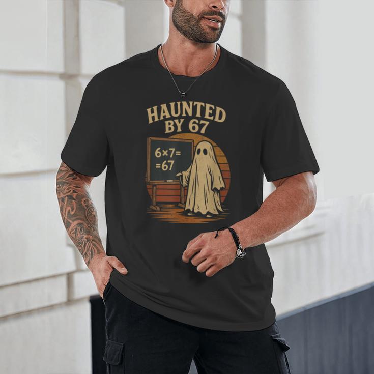 Haunted By 67 Ghost Math Joke Student Halloween Nerd Teacher Unisex T-Shirt, novelty gifts, funny gifts