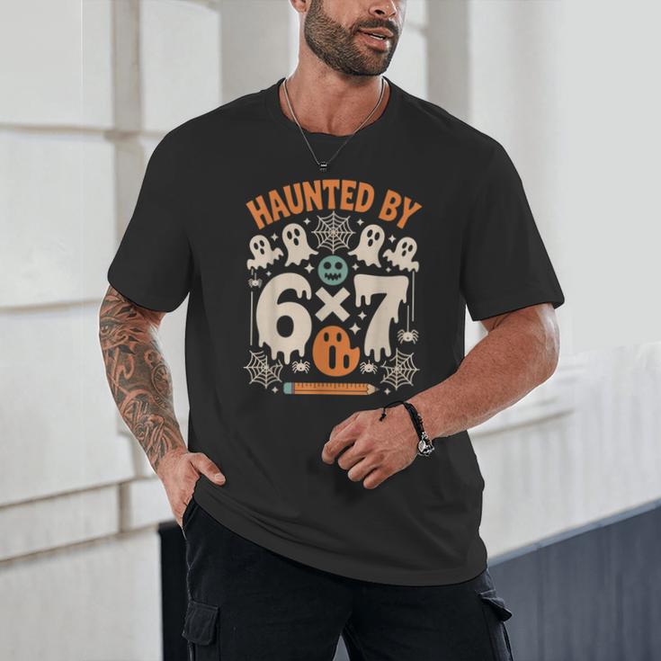 Haunted By 6x7 Math Teacher Halloween Pun Unisex T-Shirt, novelty gifts, funny gifts Haunted By 6x7 Math Teacher Halloween Pun Unisex T-Shirt, novelty gifts, funny gifts
