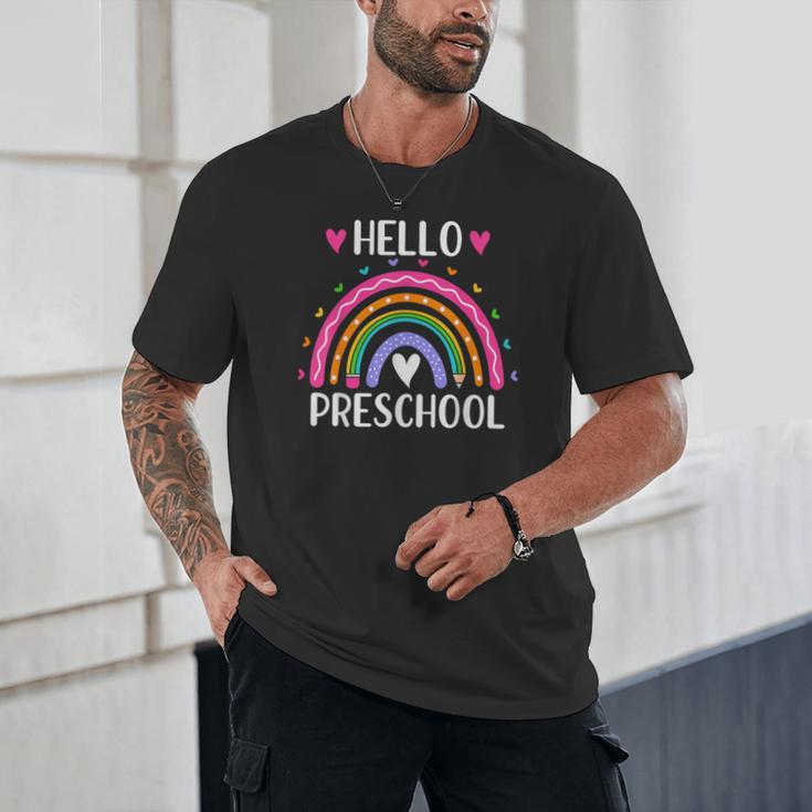 Hello Preschool Teacher Student Girls Rainbow Back To School Unisex T-Shirt, novelty gifts, funny gifts Hello Preschool Teacher Student Girls Rainbow Back To School Unisex T-Shirt, novelty gifts, funny gifts