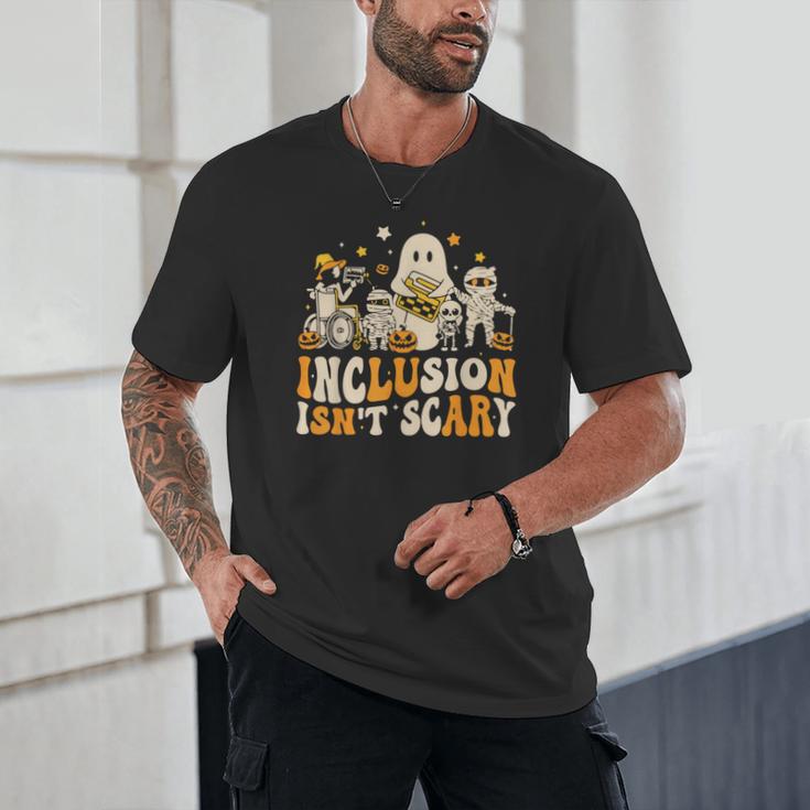 Inclusion Isn't Scary Mummy Boo Ghost Halloween SLP Teacher Unisex T-Shirt, novelty gifts, funny gifts Inclusion Isn't Scary Mummy Boo Ghost Halloween SLP Teacher Unisex T-Shirt, novelty gifts, funny gifts