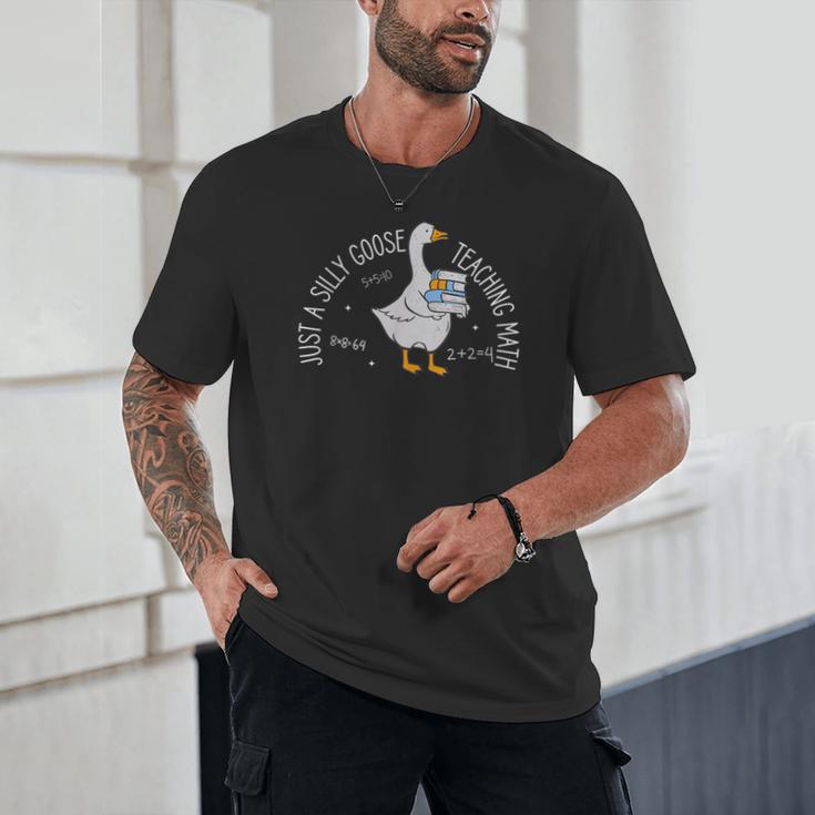 Just A Silly Goose Teaching Math Teacher Back To School Unisex T-Shirt, novelty gifts, funny gifts