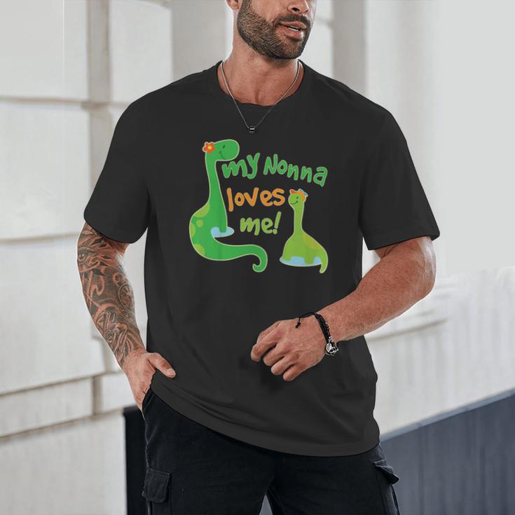 Kids My Nonna Loves Me Dinosaur Grandson Unisex T-Shirt, novelty gifts, funny gifts