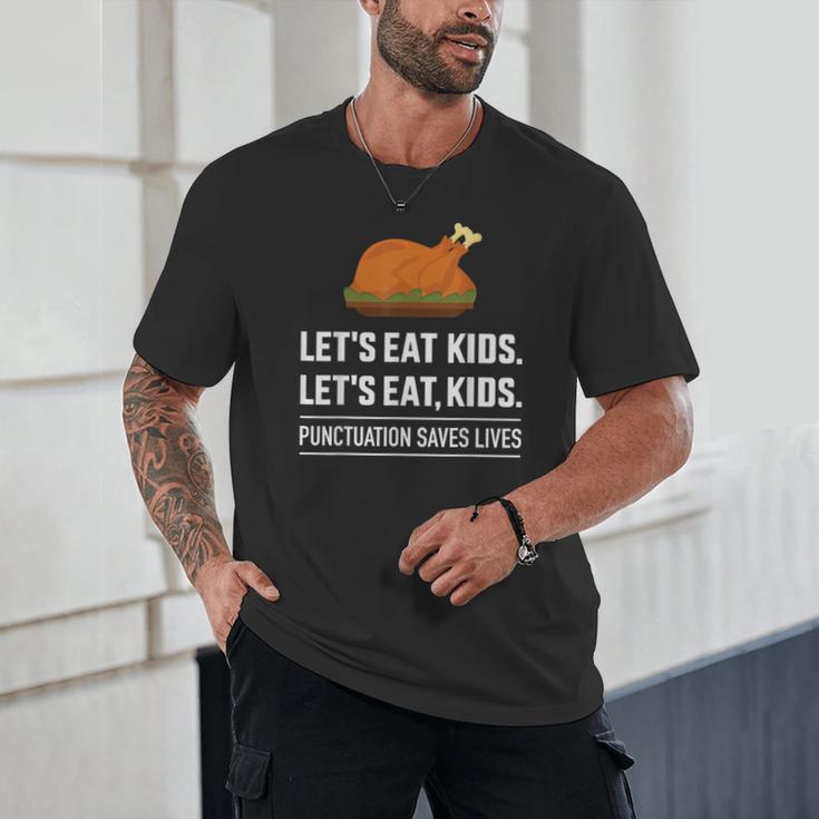 Let's Eat Kids Grammar For Thanksgiving Teacher Unisex T-Shirt, novelty gifts, funny gifts
