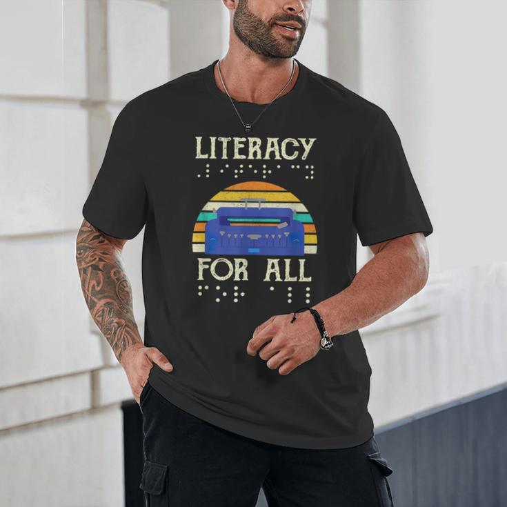 Literacy For All Visually Impaired Braille Teacher The Blind Unisex T-Shirt, novelty gifts, funny gifts