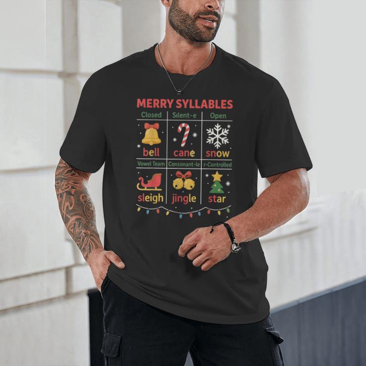 Merry Syllables Teacher Christmas Educational Kids Unisex T-Shirt, novelty gifts, funny gifts