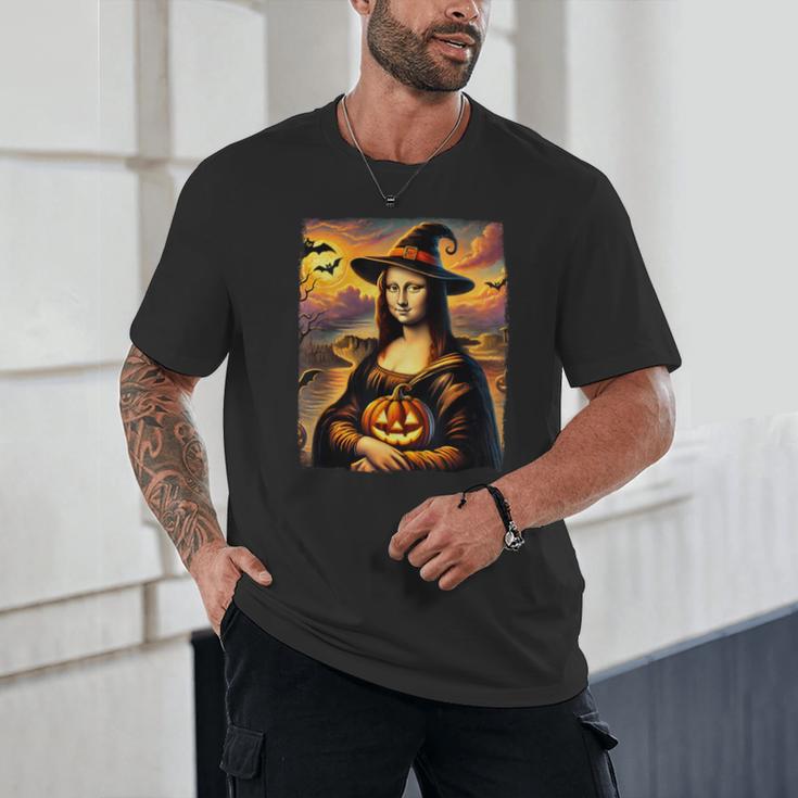 Mona Lisa Pumpkin Halloween Art Teacher Witchy Women Kids Unisex T-Shirt, novelty gifts, funny gifts