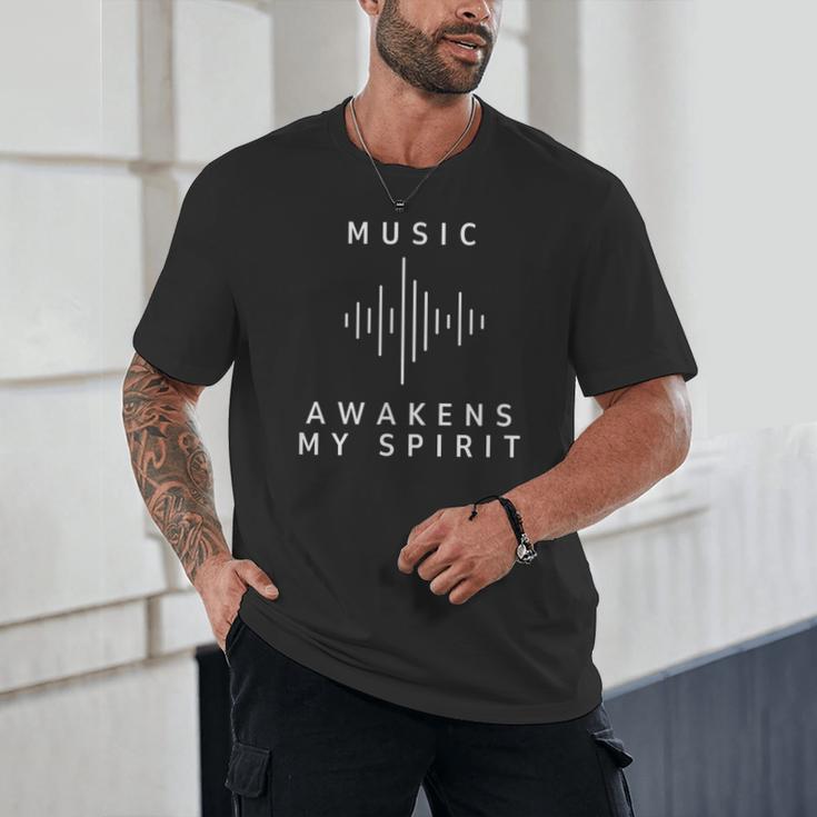 Music Awakens My Spirit Inspiring Musician Teacher Quote Unisex T-Shirt, novelty gifts, funny gifts Music Awakens My Spirit Inspiring Musician Teacher Quote Unisex T-Shirt, novelty gifts, funny gifts