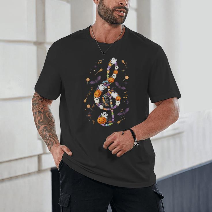 Music Note Symbol Halloween For Music Teacher Musicians Unisex T-Shirt, novelty gifts, funny gifts
