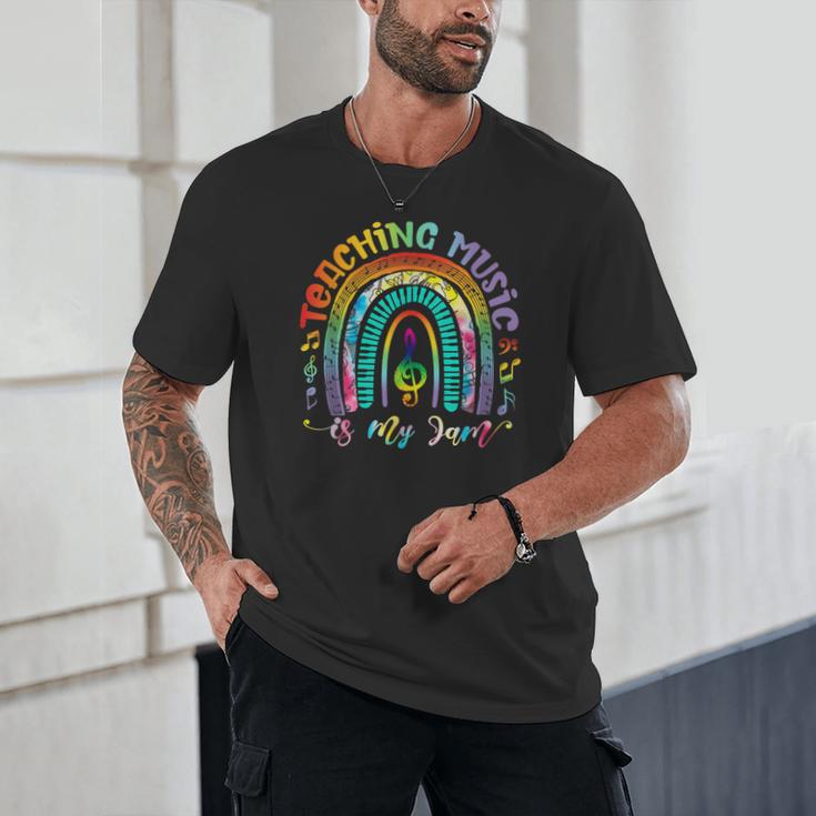 Musical Teacher Teaching Music Is My Jam Rainbow Tie Dye Unisex T-Shirt, novelty gifts, funny gifts
