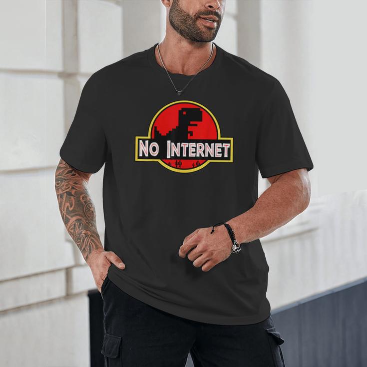 Nerdy No Internet Dinosaur Computer Science Teacher Unisex T-Shirt, novelty gifts, funny gifts