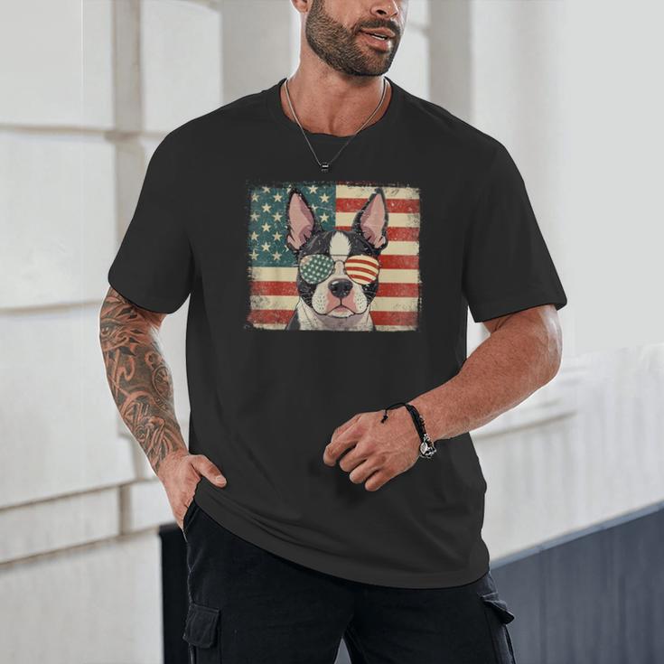Patriotic Boston Terrier Dog Lover USA Flag 4th Of July For Men Women Kids Unisex T-Shirt, novelty gifts, funny gifts