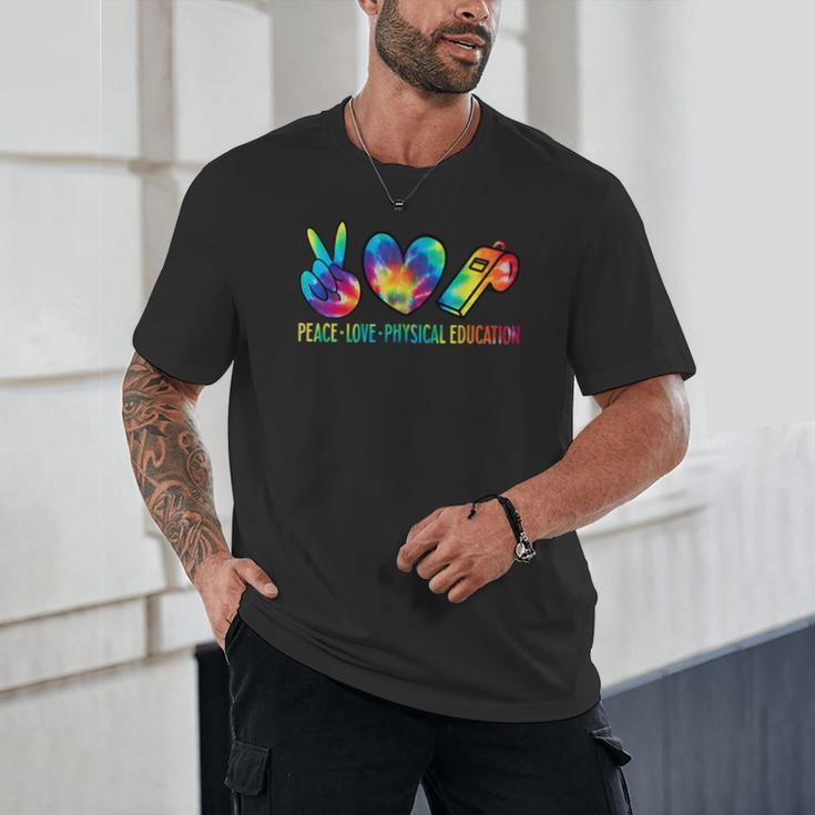 Peace Love Physical Education Tie Dye Sports PE Teacher Unisex T-Shirt, novelty gifts, funny gifts