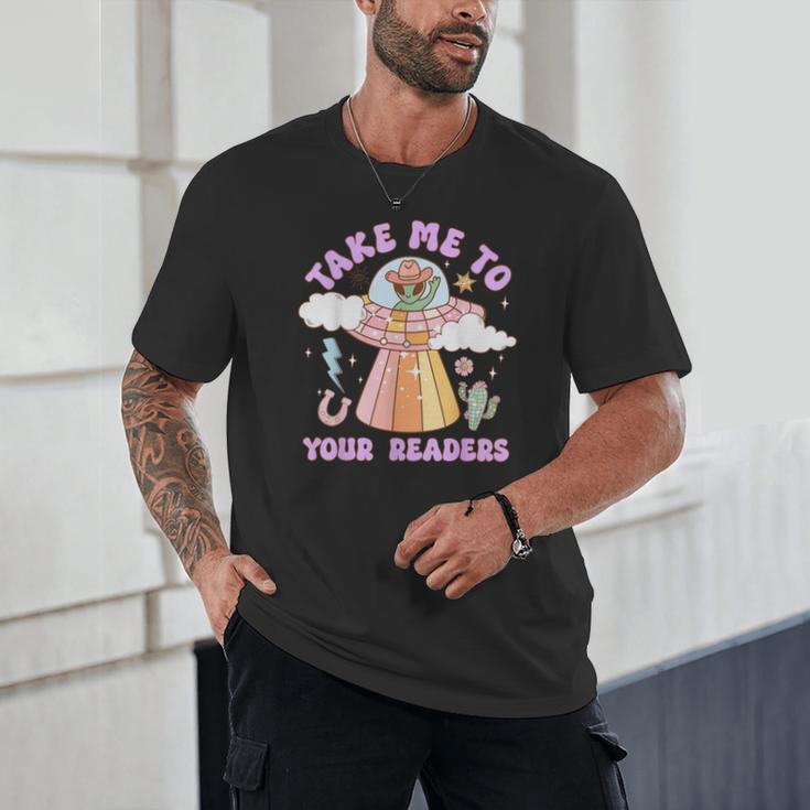 Take Me To Your Readers Alien Teacher Halloween Literacy Unisex T-Shirt, novelty gifts, funny gifts