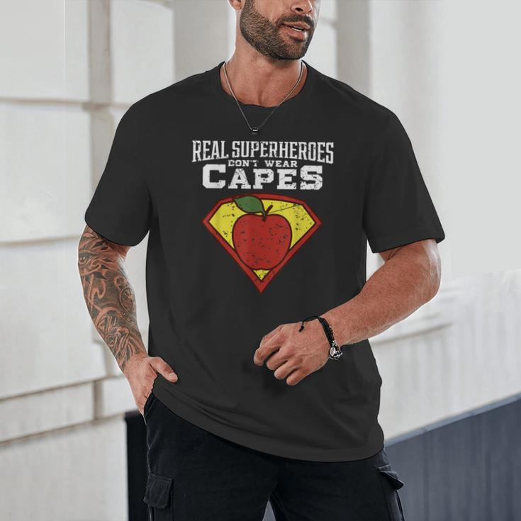 Real Superheroes Don't Wear Capes Teacher Shirt Teaching Te Unisex T-Shirt, novelty gifts, funny gifts