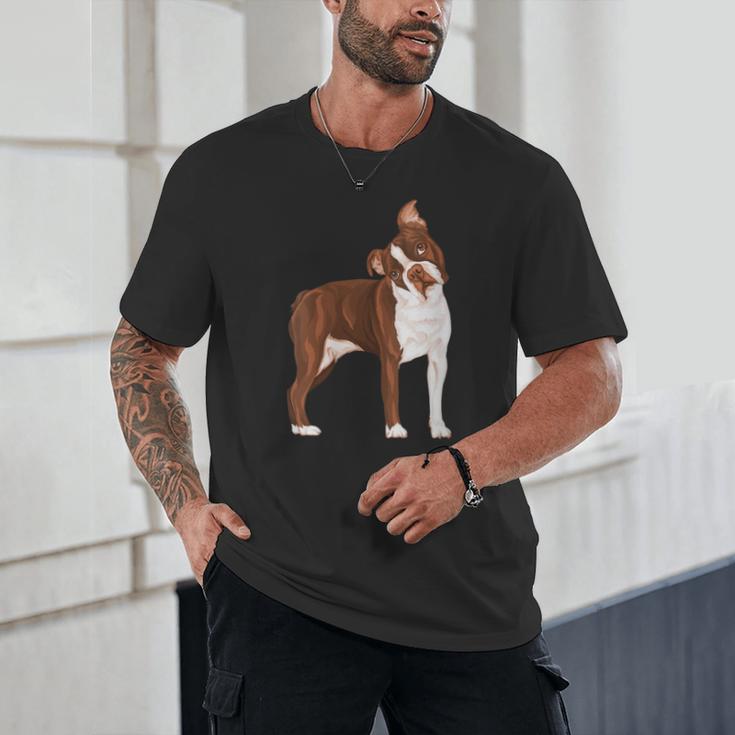 Red Boston Terrier Dog Unisex T-Shirt, novelty gifts, funny gifts