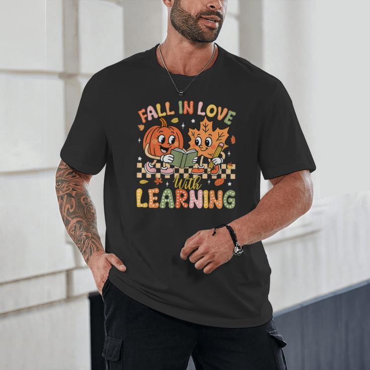 Retro Fall In Love With Learning Autumn Pumpkin Teacher Kids Unisex T-Shirt, novelty gifts, funny gifts Retro Fall In Love With Learning Autumn Pumpkin Teacher Kids Unisex T-Shirt, novelty gifts, funny gifts