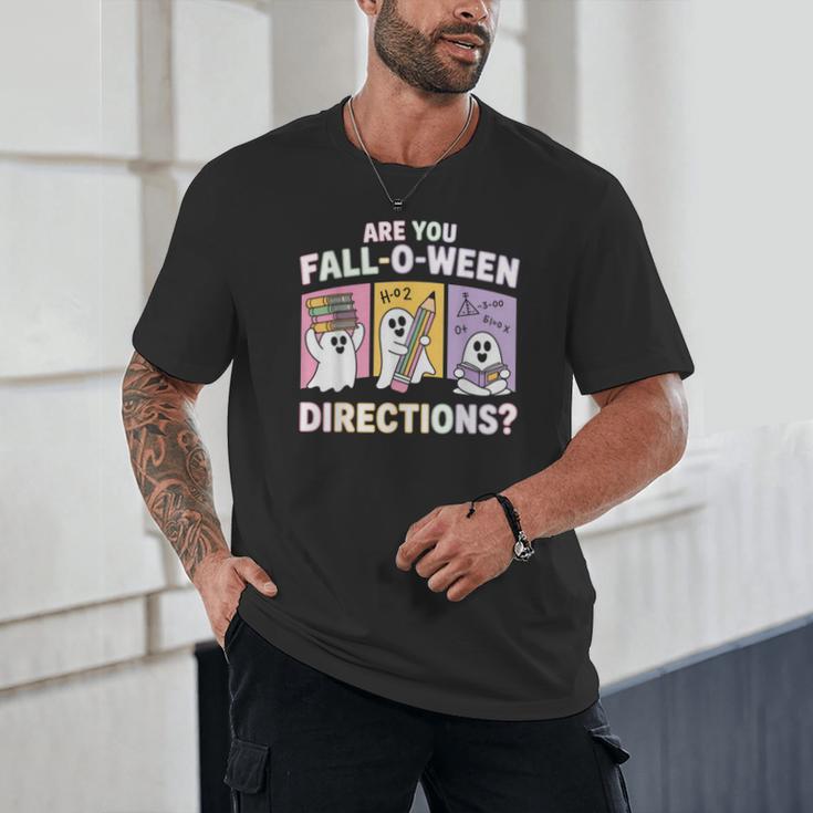 Retro Are You Fall O Ween Directions Teacher Halloween Ghost Unisex T-Shirt, novelty gifts, funny gifts
