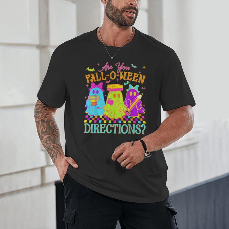 Retro Are You Falloween Direction Teacher Spooky Halloween Unisex T-Shirt, novelty gifts, funny gifts