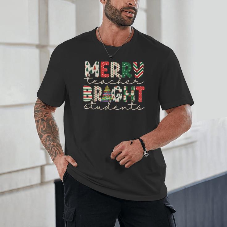 Retro Merry Teacher Bright Students Christmas Teacher Unisex T-Shirt, novelty gifts, funny gifts