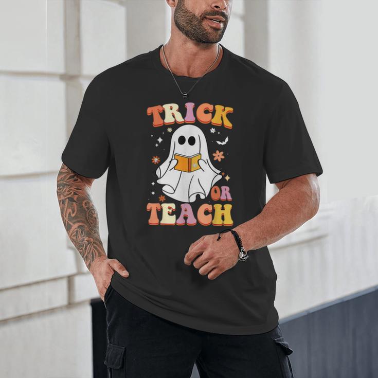 Retro Vintage Groovy Trick Or Teach Teacher Halloween For Men Women Kids Unisex T-Shirt, novelty gifts, funny gifts Retro Vintage Groovy Trick Or Teach Teacher Halloween For Men Women Kids Unisex T-Shirt, novelty gifts, funny gifts