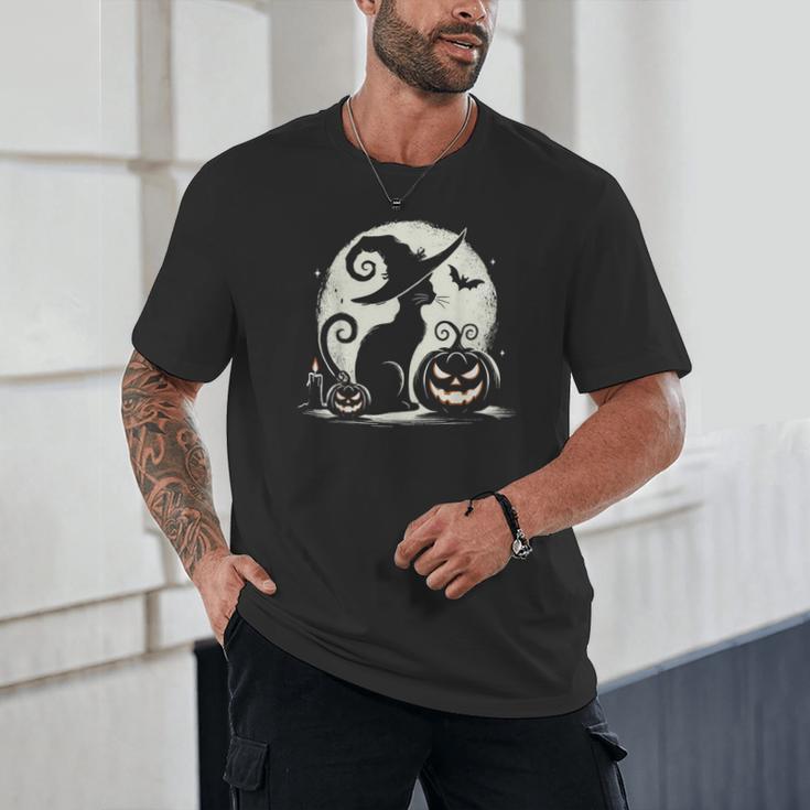 Scary Halloween Cat Costume Retro Cat Moon For Men Women Kids Unisex T-Shirt, novelty gifts, funny gifts