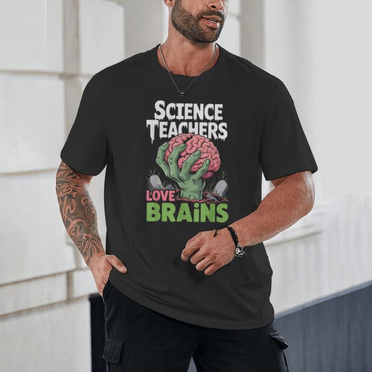 Science Teachers Love Brains Shirt Men Women Halloween Unisex T-Shirt, novelty gifts, funny gifts