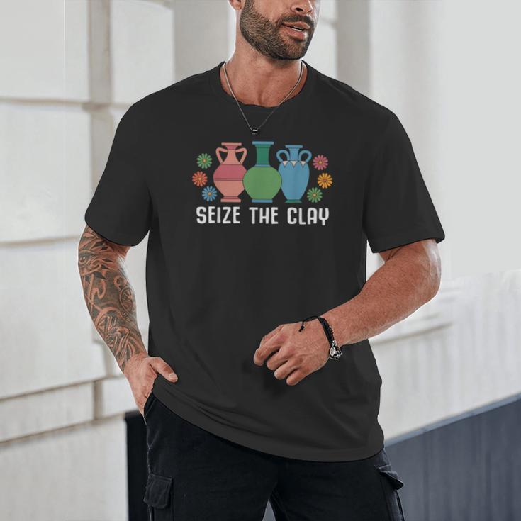 Seize The Clay Pottery Teacher Ceramics Potter Maker Unisex T-Shirt, novelty gifts, funny gifts
