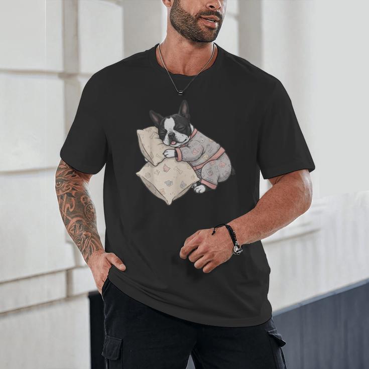 Sleepy Boston Terrier Pajama Men Women Kids Unisex T-Shirt, novelty gifts, funny gifts