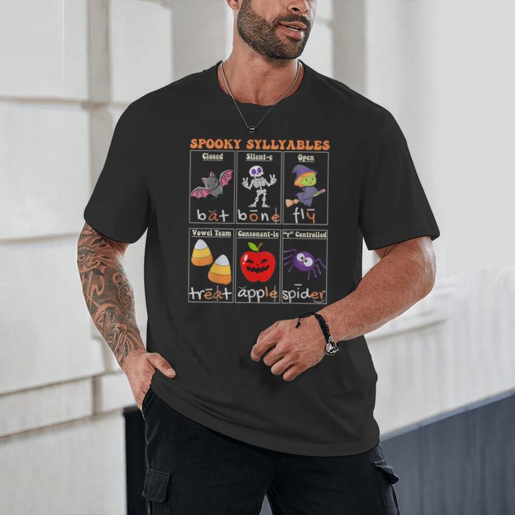 Spooky Syllables Halloween Teacher Student Education Unisex T-Shirt, novelty gifts, funny gifts Spooky Syllables Halloween Teacher Student Education Unisex T-Shirt, novelty gifts, funny gifts