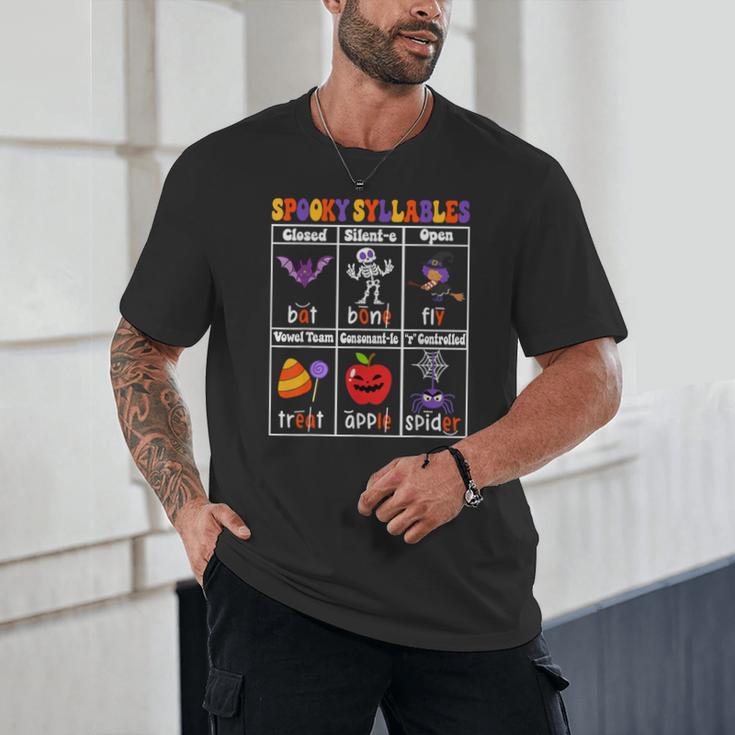 Spooky Syllables Teacher Halloween Educational Kids Unisex T-Shirt, novelty gifts, funny gifts