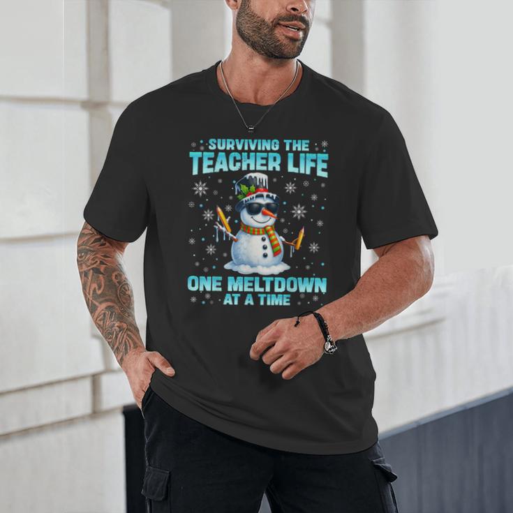 Surviving The Teacher Life Pjs Pajamas Christmas Xmas Teache Unisex T-Shirt, novelty gifts, funny gifts