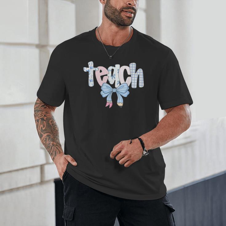 Teach Teacher Coquette Bow Pencil Back To School First Day Unisex T-Shirt, novelty gifts, funny gifts Teach Teacher Coquette Bow Pencil Back To School First Day Unisex T-Shirt, novelty gifts, funny gifts