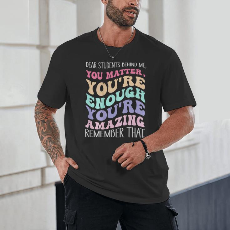 Teacher Dear Students Behind Me 1st Day Of School On Back Unisex T-Shirt, novelty gifts, funny gifts