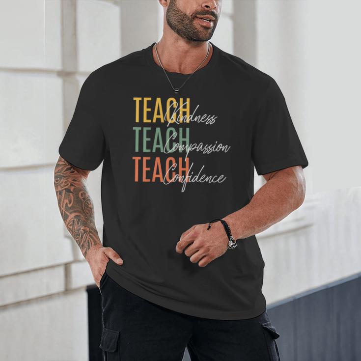 Teacher Kindness Compassion Confidence Teaching Unisex T-Shirt, novelty gifts, funny gifts Teacher Kindness Compassion Confidence Teaching Unisex T-Shirt, novelty gifts, funny gifts