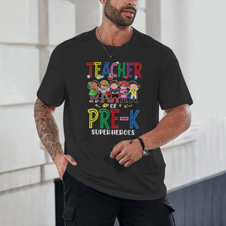 Teacher Of Pre K Superheroes Teacher New School Year Men Women Unisex T-Shirt, novelty gifts, funny gifts