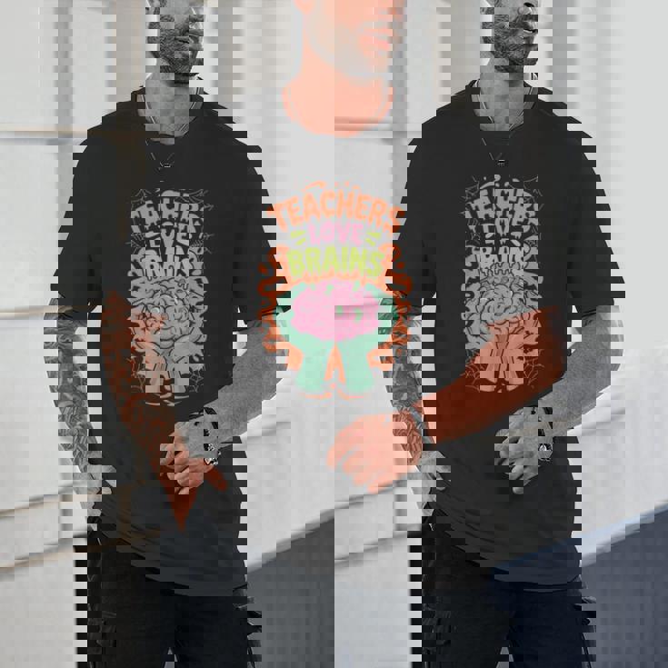 Teacher Teachers Love Brains Halloween Men Women Unisex T-Shirt, novelty gifts, funny gifts