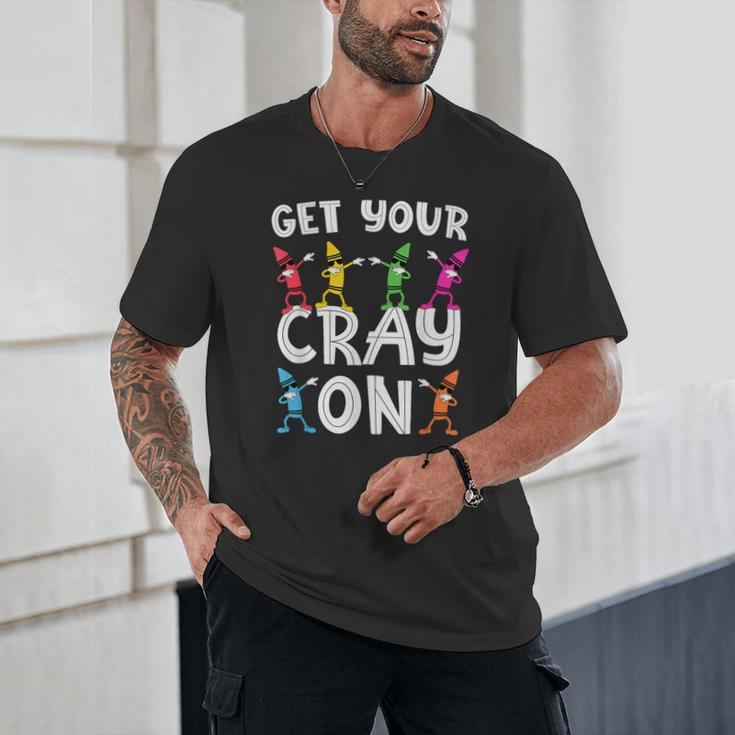 Teacher's Get Your Cray On Dabbing Crayons Unisex T-Shirt, novelty gifts, funny gifts