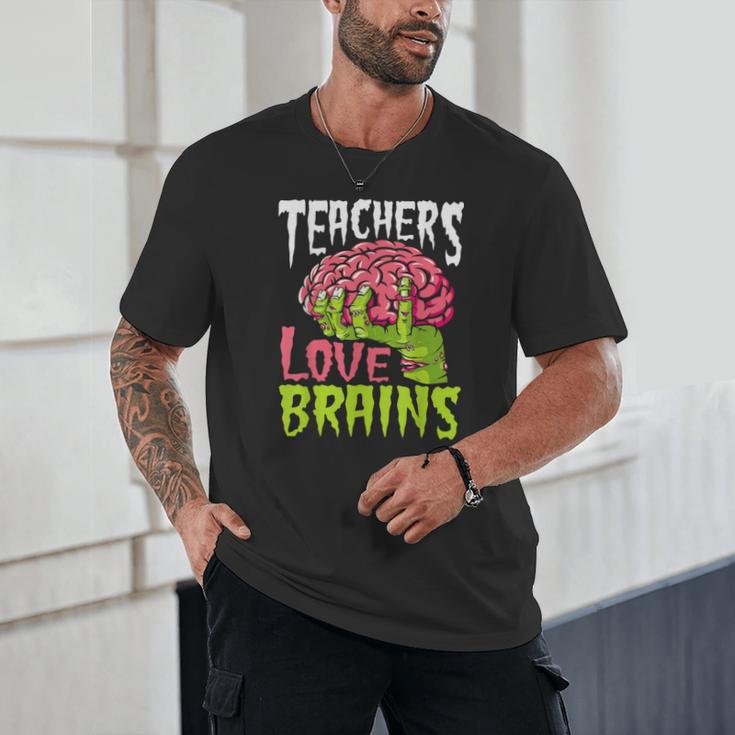 Teachers Love Brains Zombie Teacher Halloween Zombies Unisex T-Shirt, novelty gifts, funny gifts
