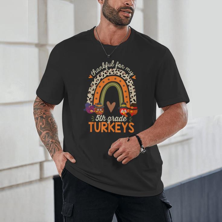 Thankful For My 5th Grade Turkeys Thanksgiving Teacher Unisex T-Shirt, novelty gifts, funny gifts