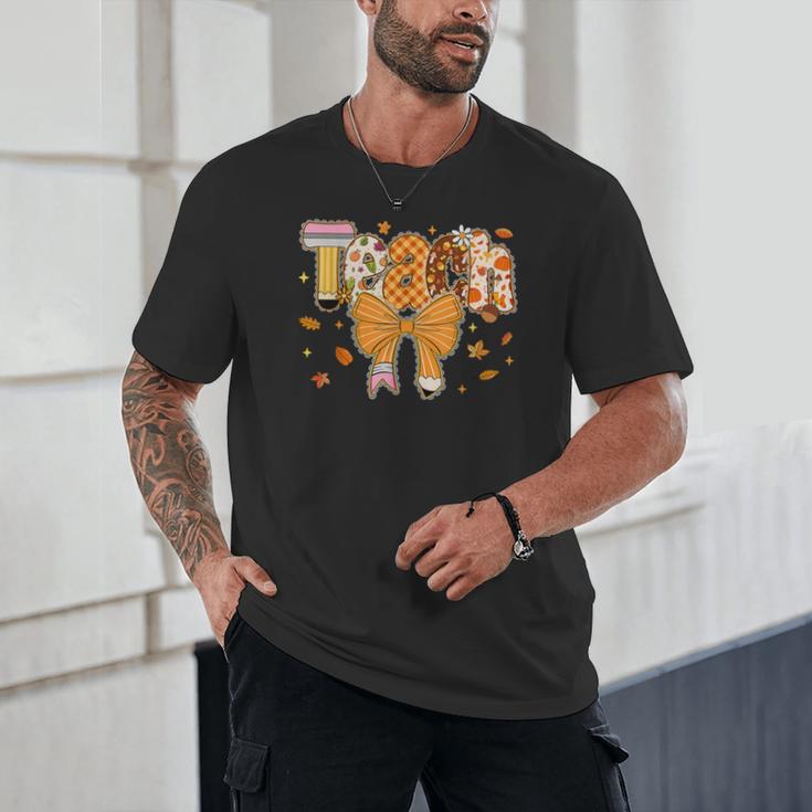 Thanksgiving Teacher Pencil Bow One Thankful Teacher Fall Unisex T-Shirt, novelty gifts, funny gifts