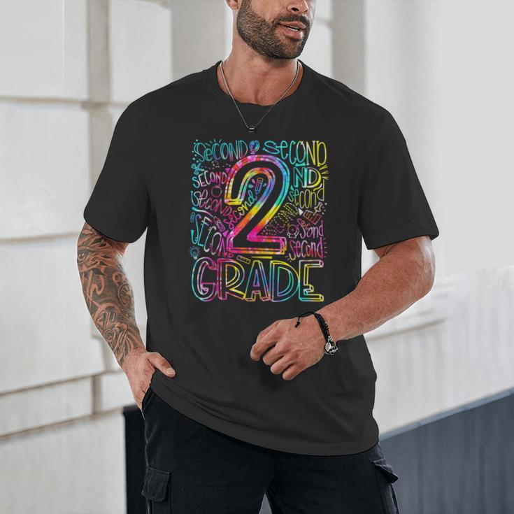 Tie Dye 2nd Grade Typography Team Second Grade Teacher Unisex T-Shirt, novelty gifts, funny gifts