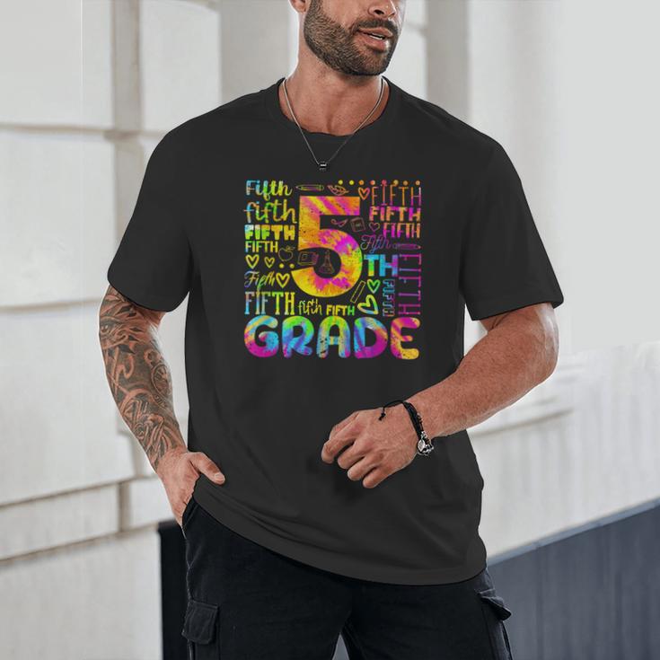 Tie Dye 5th Grade Typography Team Fifth Grade Teacher For Men Women Girls Kids Unisex T-Shirt, novelty gifts, funny gifts