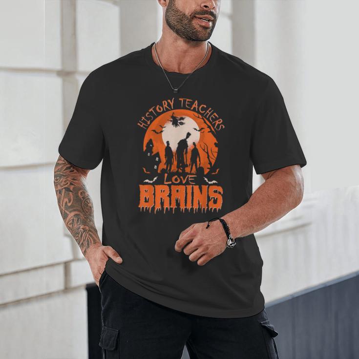 History Teachers Love Brains Halloween Teacher For Men Women Unisex T-Shirt, novelty gifts, funny gifts