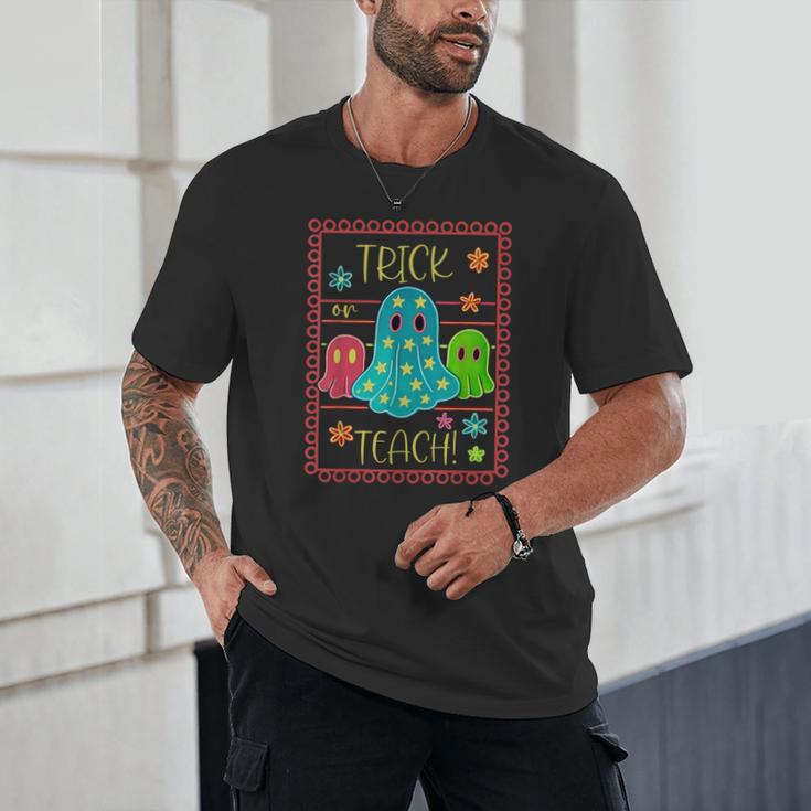 Trick Or Teach Neon Ghost Flower Teacher Spooky Halloween Unisex T-Shirt, novelty gifts, funny gifts Trick Or Teach Neon Ghost Flower Teacher Spooky Halloween Unisex T-Shirt, novelty gifts, funny gifts