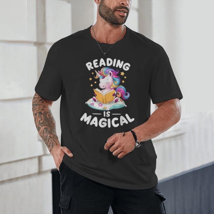 Unicorn Teacher Reading Is Magical Book Unisex T-Shirt, novelty gifts, funny gifts