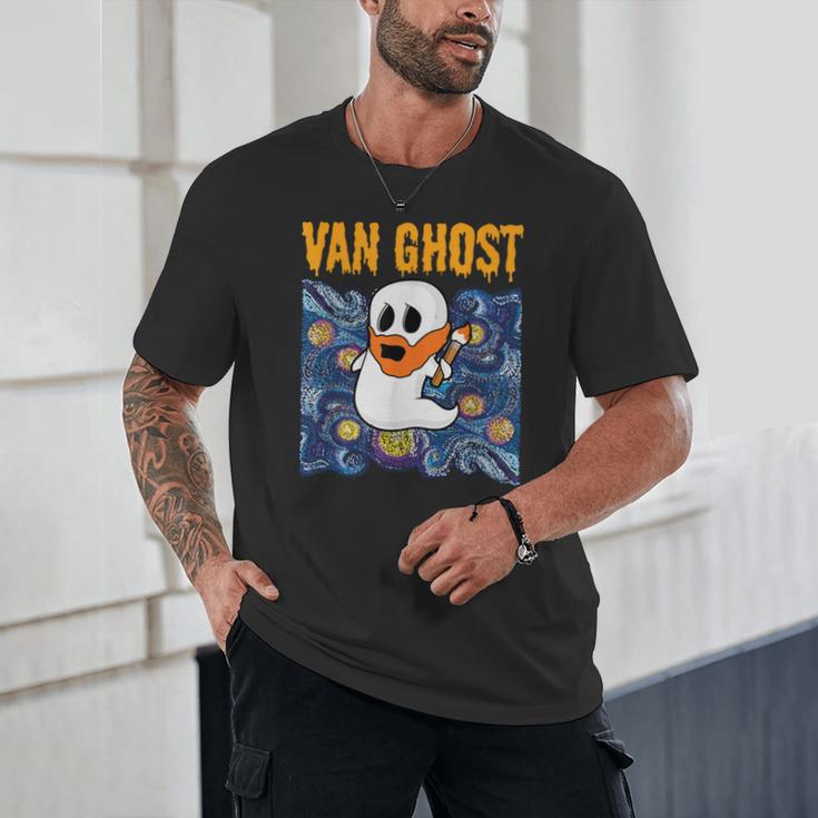 Van Ghost Art Teacher Halloween Van Gogh Starry Night Unisex T-Shirt, novelty gifts, funny gifts