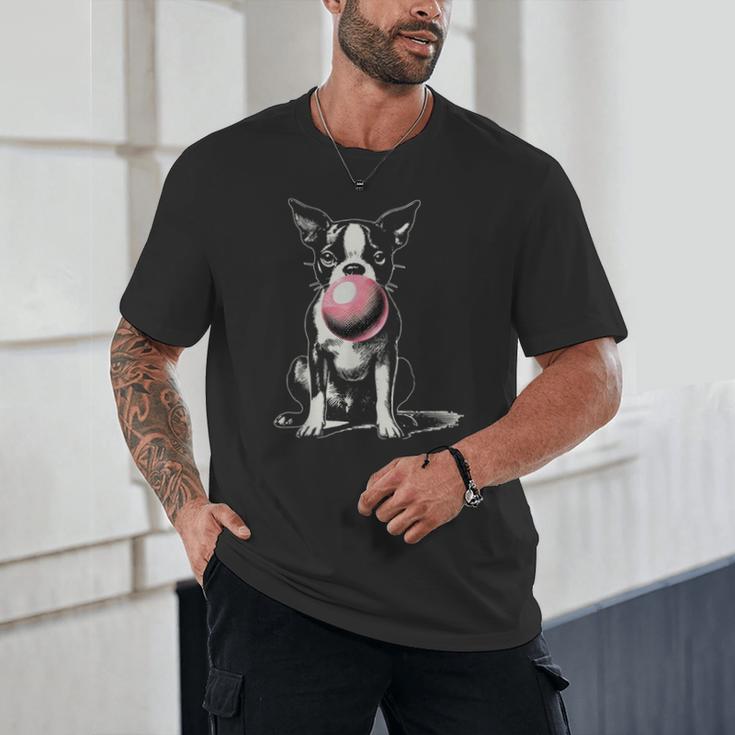 Vintage Boston Terrier Blowing Bubble Gum American Gentleman Unisex T-Shirt, novelty gifts, funny gifts