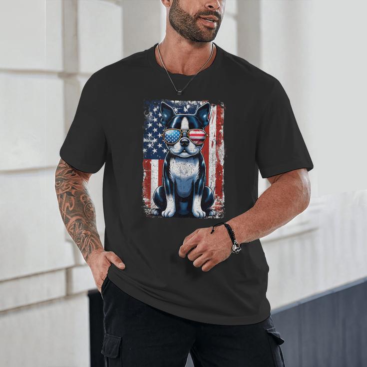 Vintage Boston Terrier Dog American USA US Flag Pets Lovers Tank Top Unisex T-Shirt, novelty gifts, funny gifts