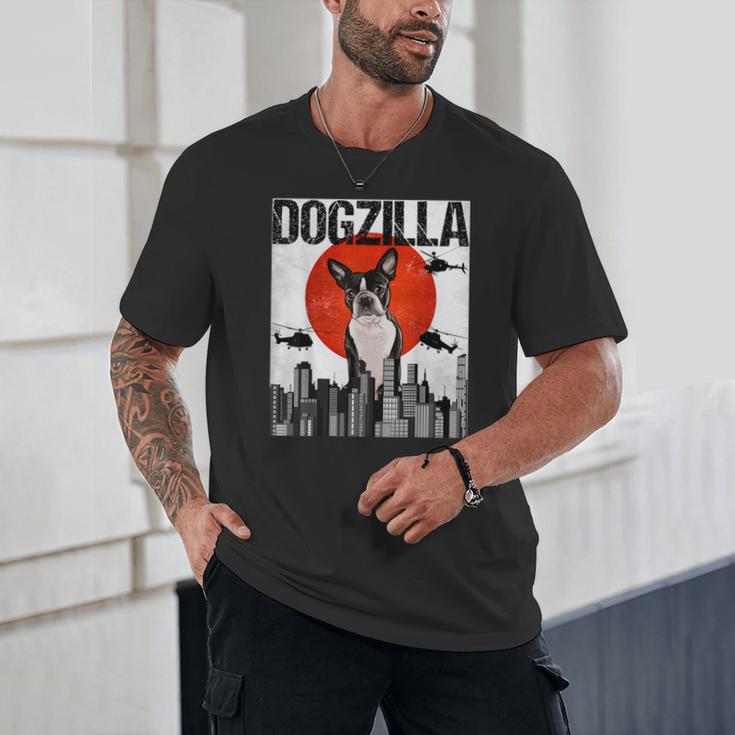 Vintage Japanese Dogzilla Boston Terrier Unisex T-Shirt, novelty gifts, funny gifts